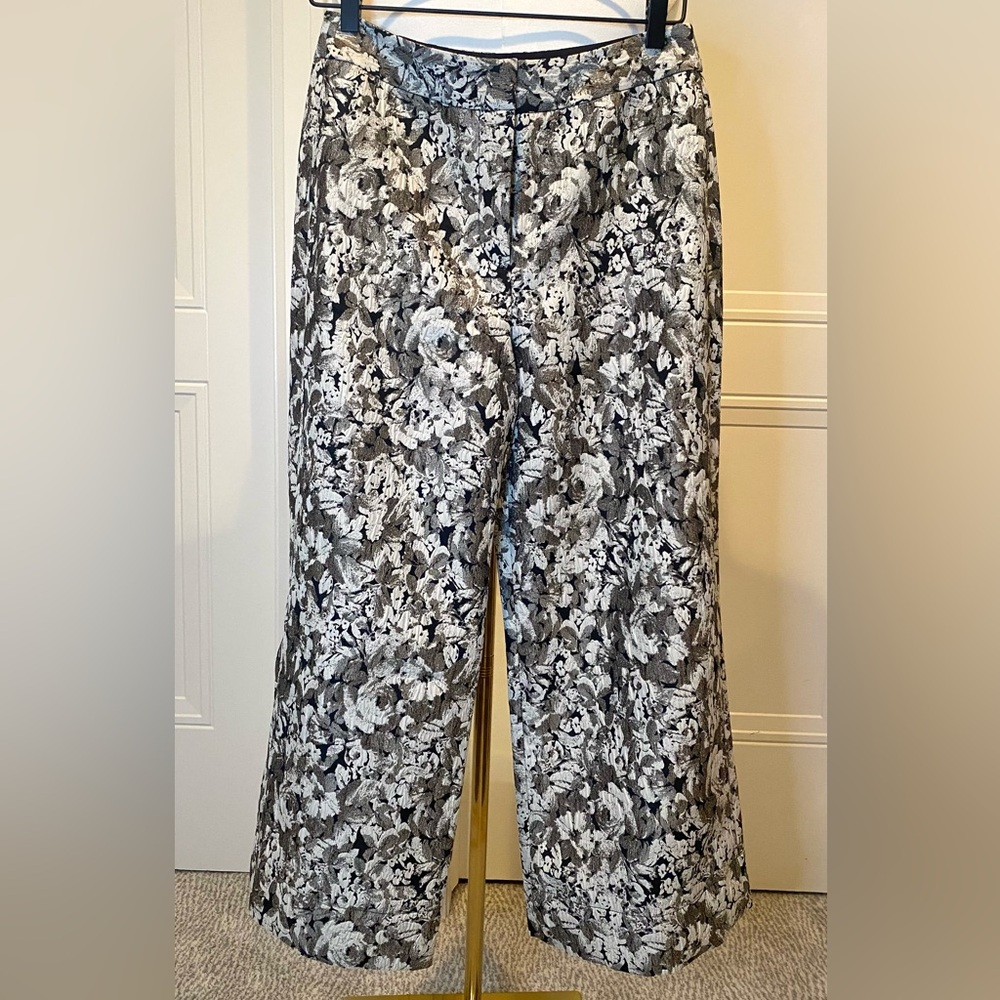 Tuckernuck NWT Floral Wide-Leg Fully Lined Trousers Size 6 Elevated Ankle Pant